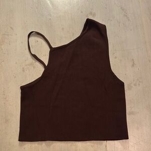 Zara Brown Asymmetrical Sleeveless Tank Top